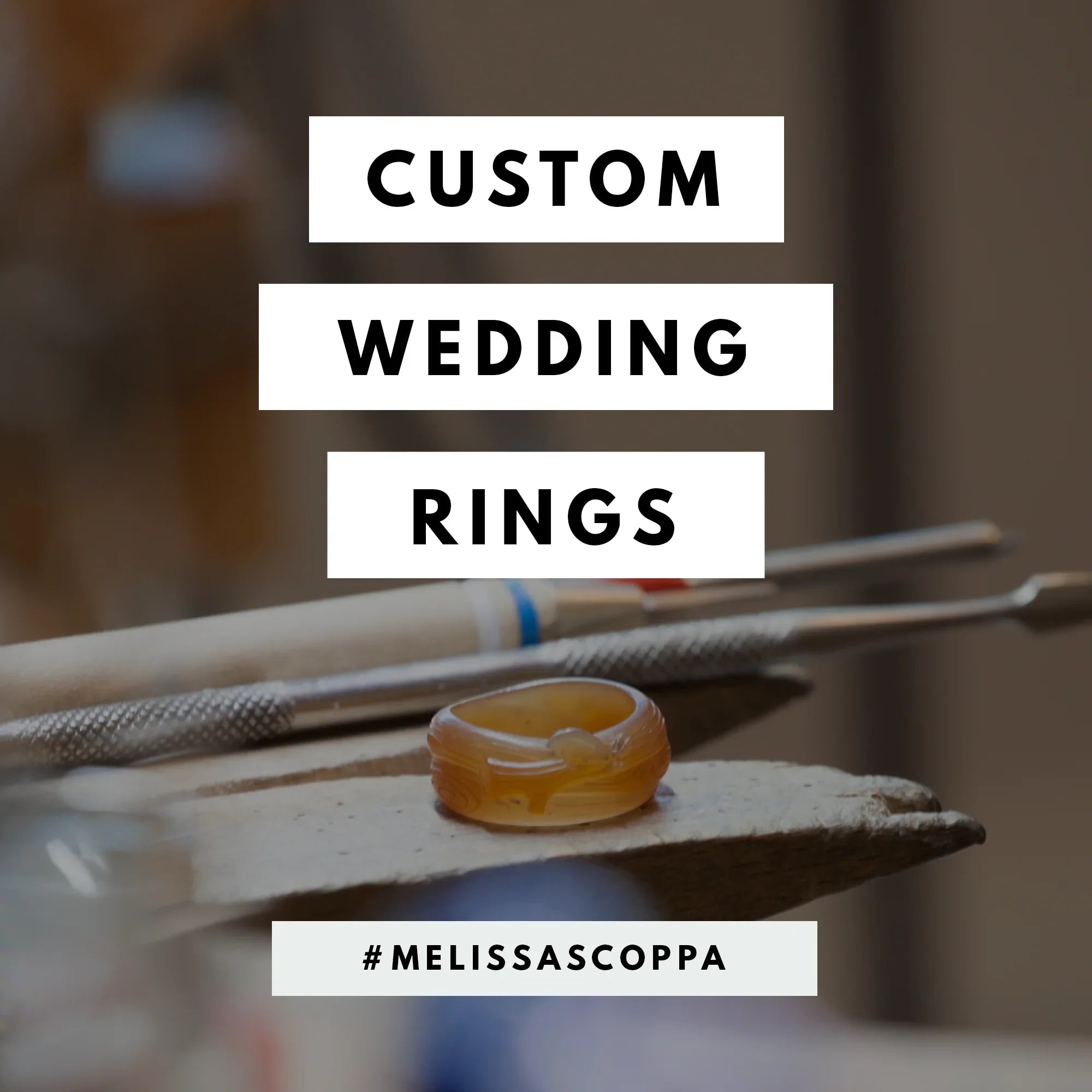 Close-up of handcrafted wax ring mold and jeweler's tools on workbench, warm natural lighting