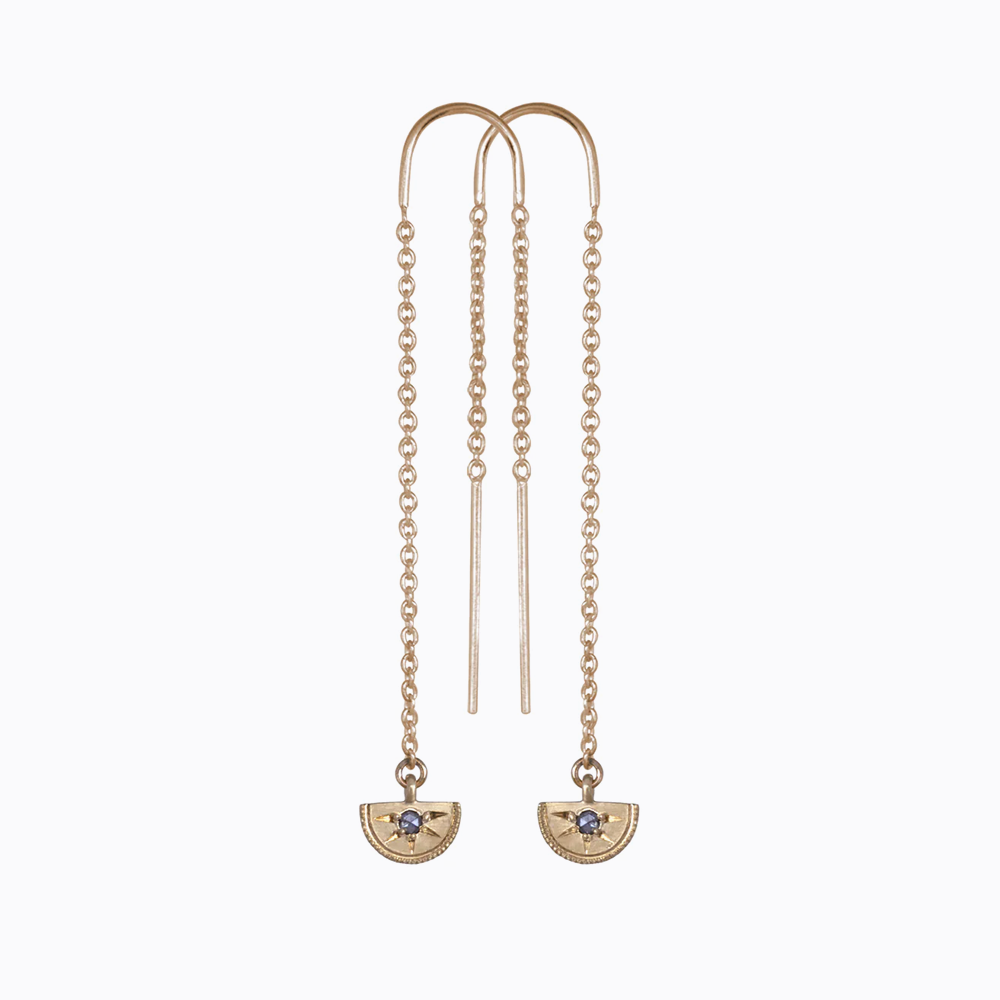 Half Moon Luna Diamond Threader Earrings