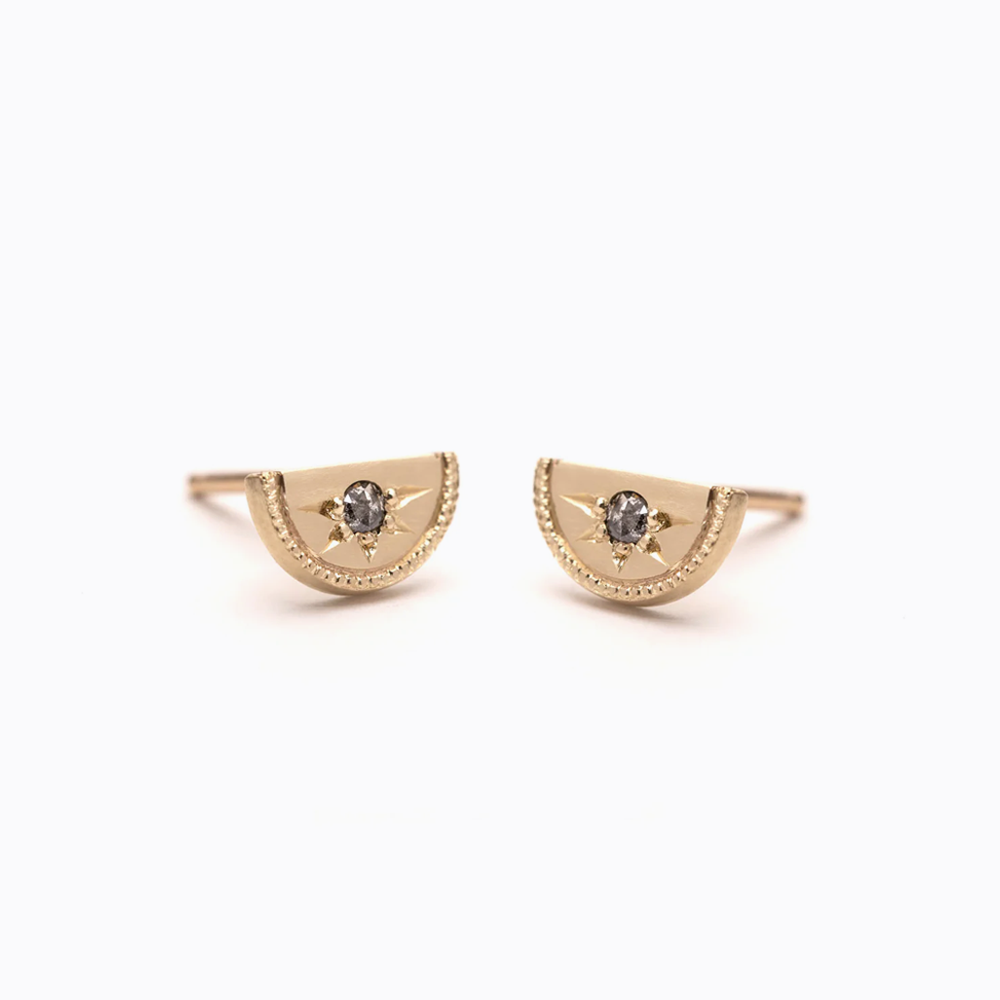 Half Moon Luna Diamond Stud Earrings