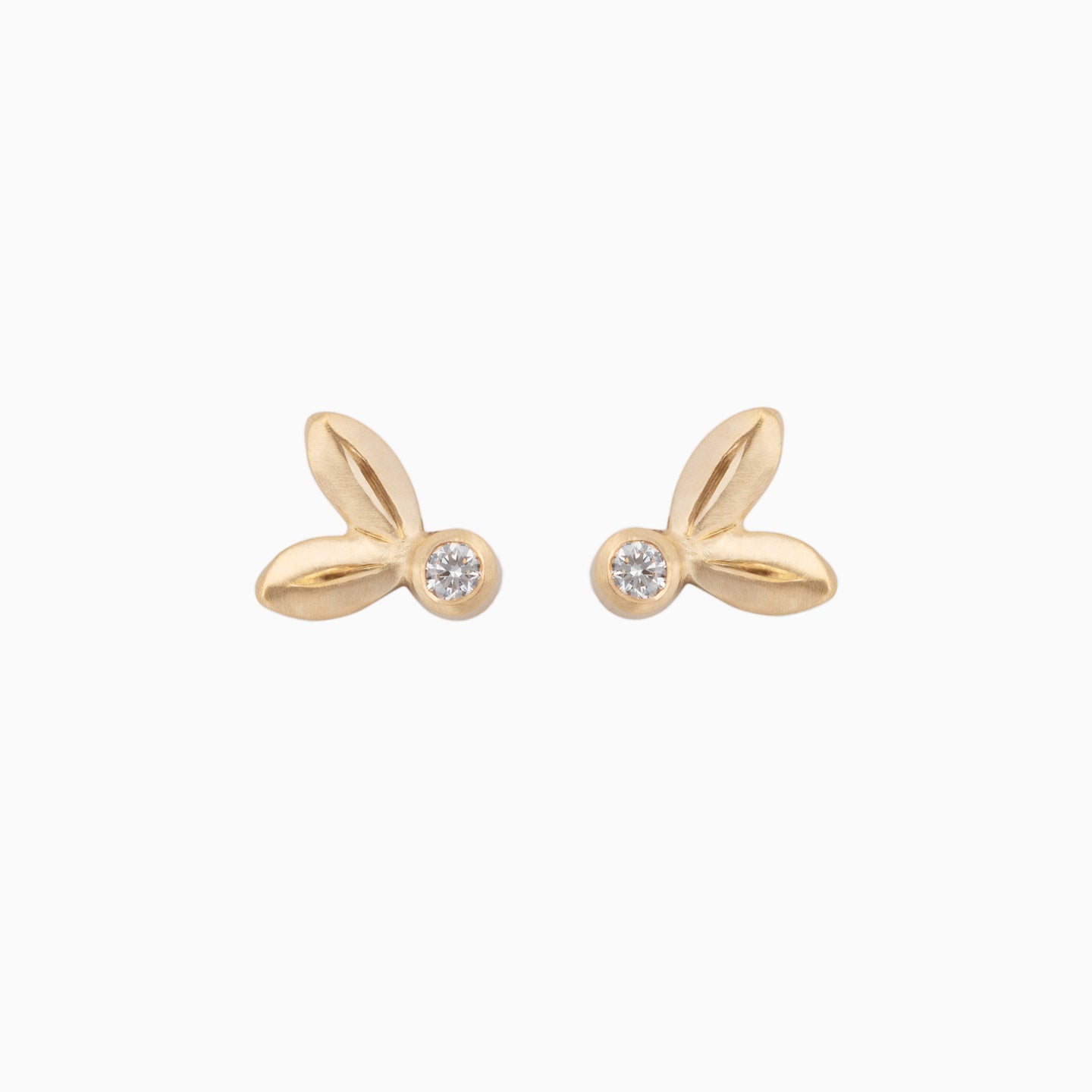 Olive Leaf Diamond Studs