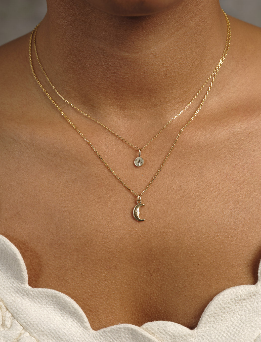 Waning Crescent Moon Phase Diamond Pendant