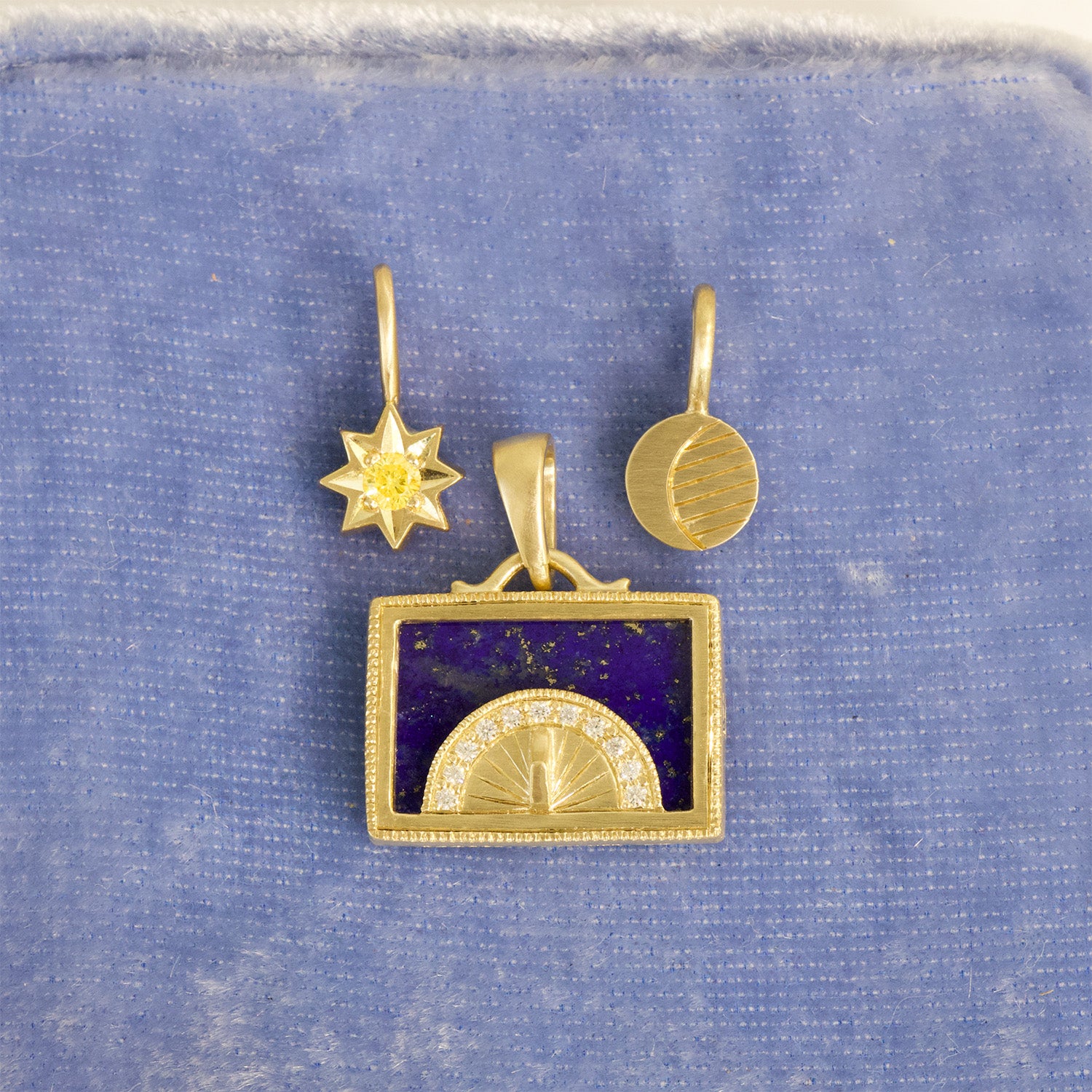 Moon Phase Birthstone Pendant