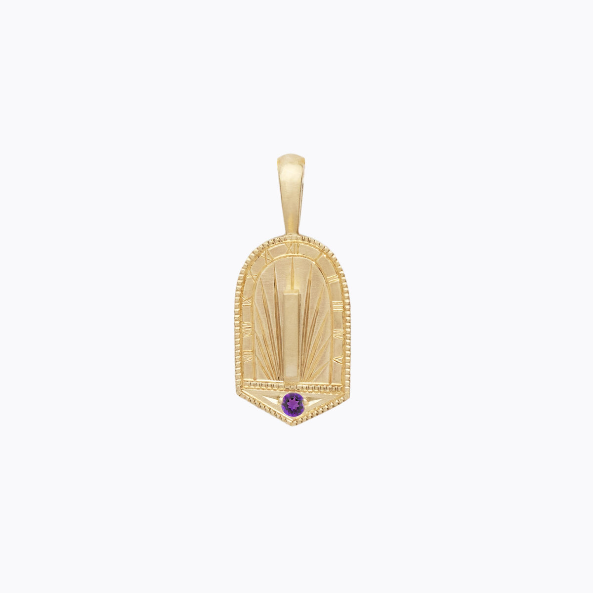 Trip Around the Sundial Birthstone Pendant – 14K gold with natural birthstone, Melissa Scoppa