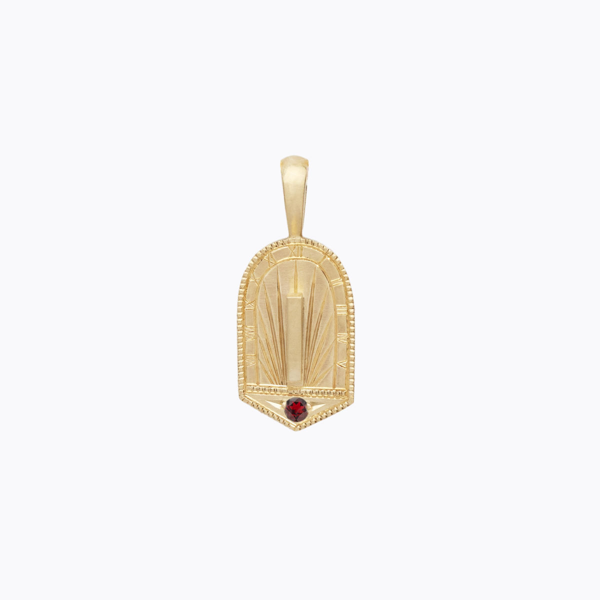 Trip Around the Sundial Birthstone Pendant – 14K gold with natural birthstone, Melissa Scoppa