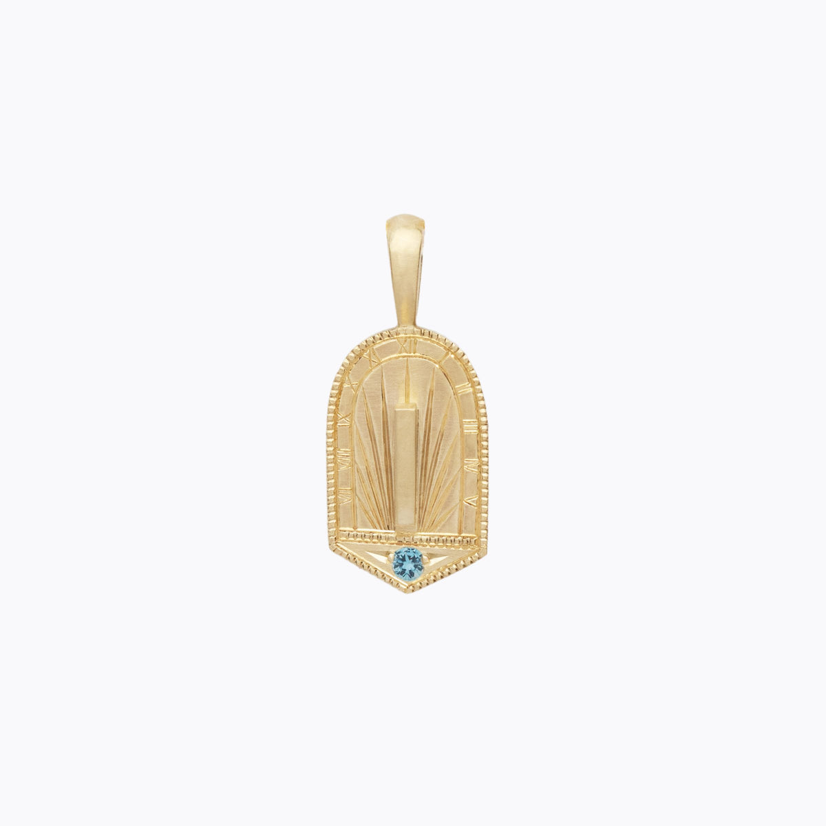 Trip Around the Sundial Birthstone Pendant – 14K gold with natural birthstone, Melissa Scoppa