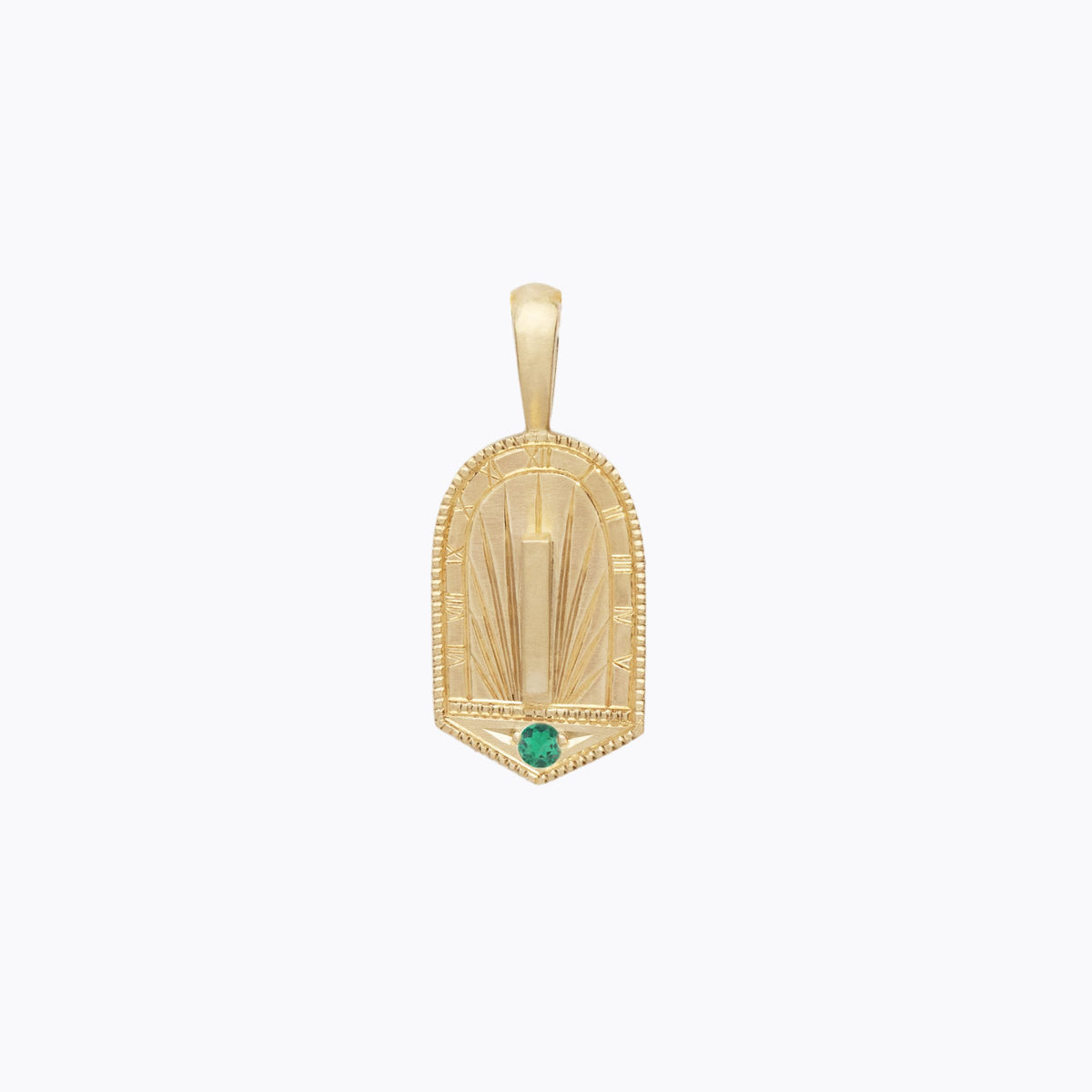 Trip Around the Sundial Birthstone Pendant – 14K gold with natural birthstone, Melissa Scoppa