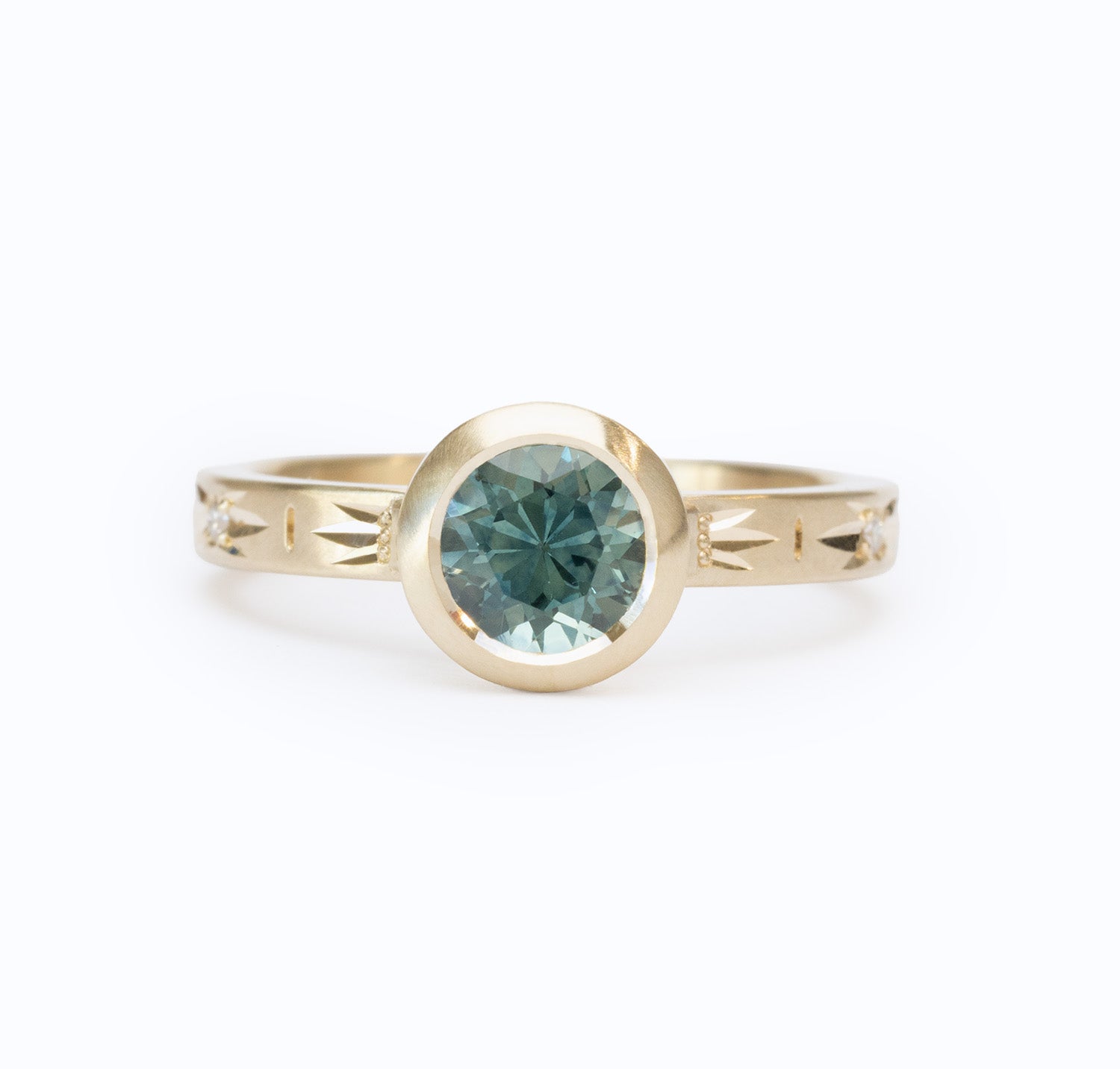 Luna Solitaire 1.24ct. Teal Montana Sapphire