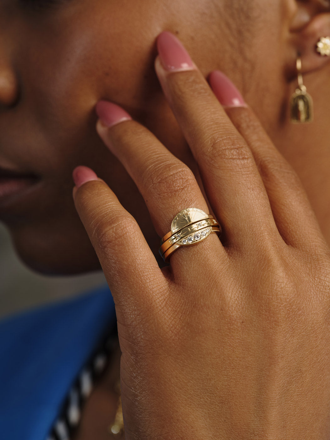 Sundial Roman Numeral Stacker Ring