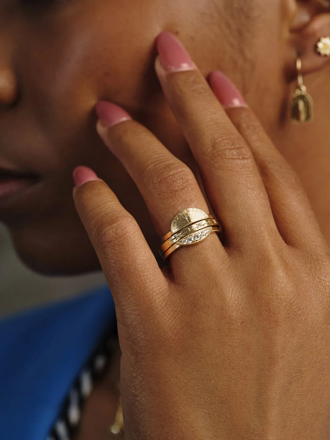 Sundial Roman Numeral Stacker Ring