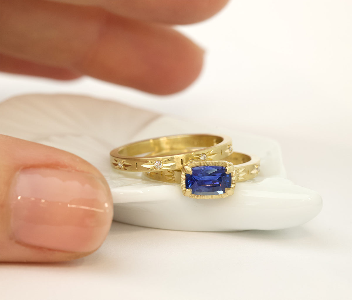 Luna Solitaire 1.10ct. Royal Blue Sapphire Cushion