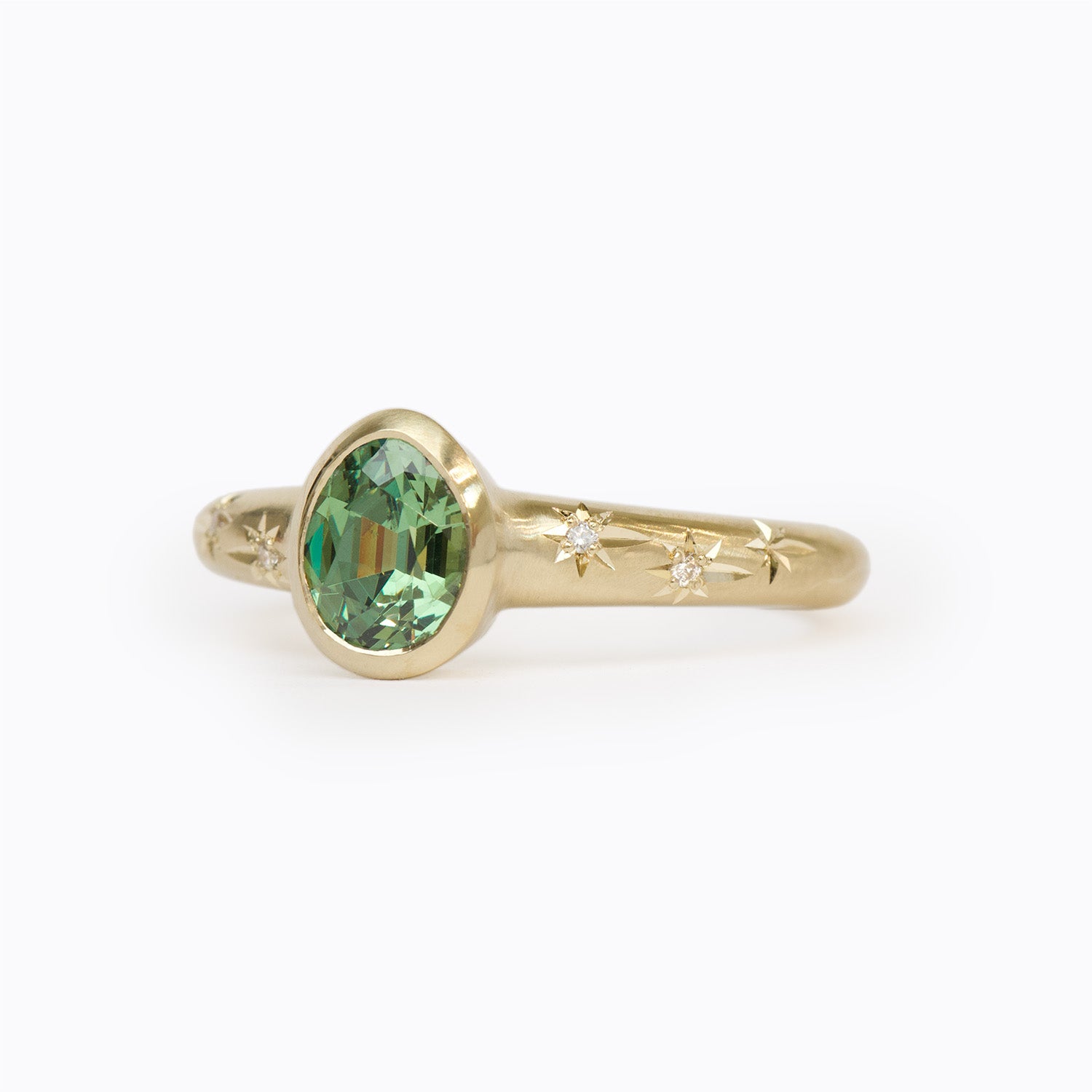 Slim Cosmic Ring 0.90ct. Demantoid Garnet