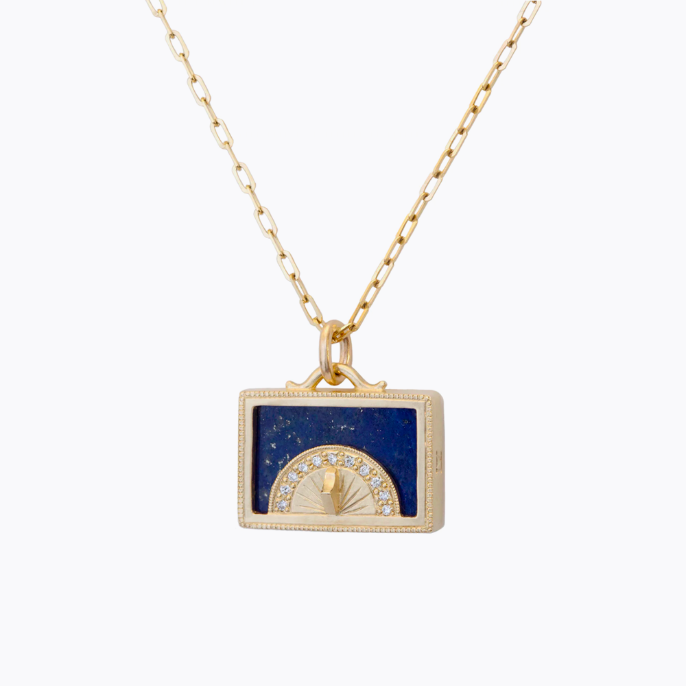 Lapis Sundial Shadowbox Pendant