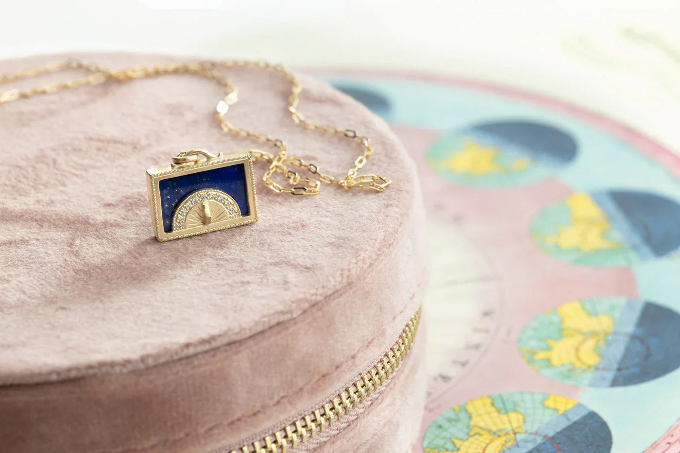 Lapis Sundial Shadowbox Pendant