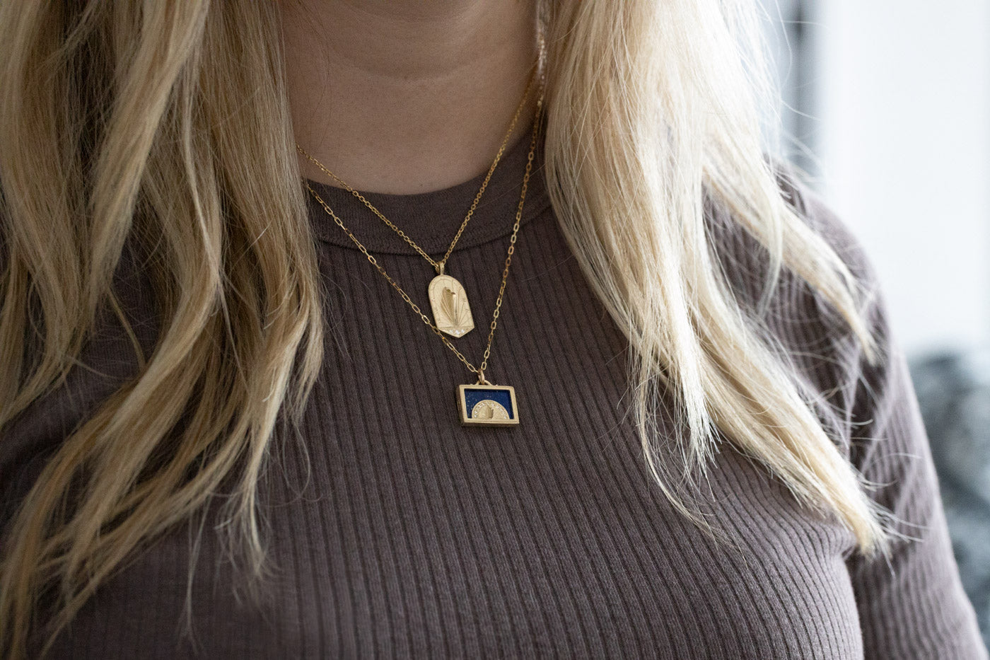 Lapis Sundial Shadowbox Pendant