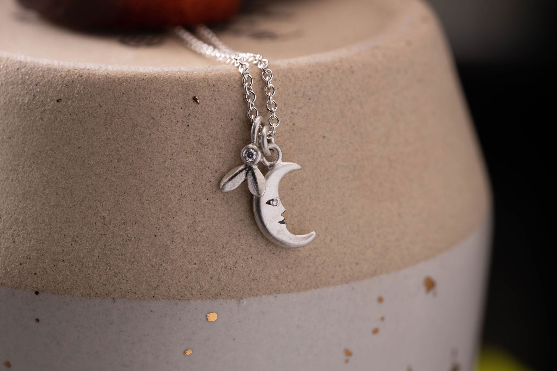 Olive and Moon Pendant