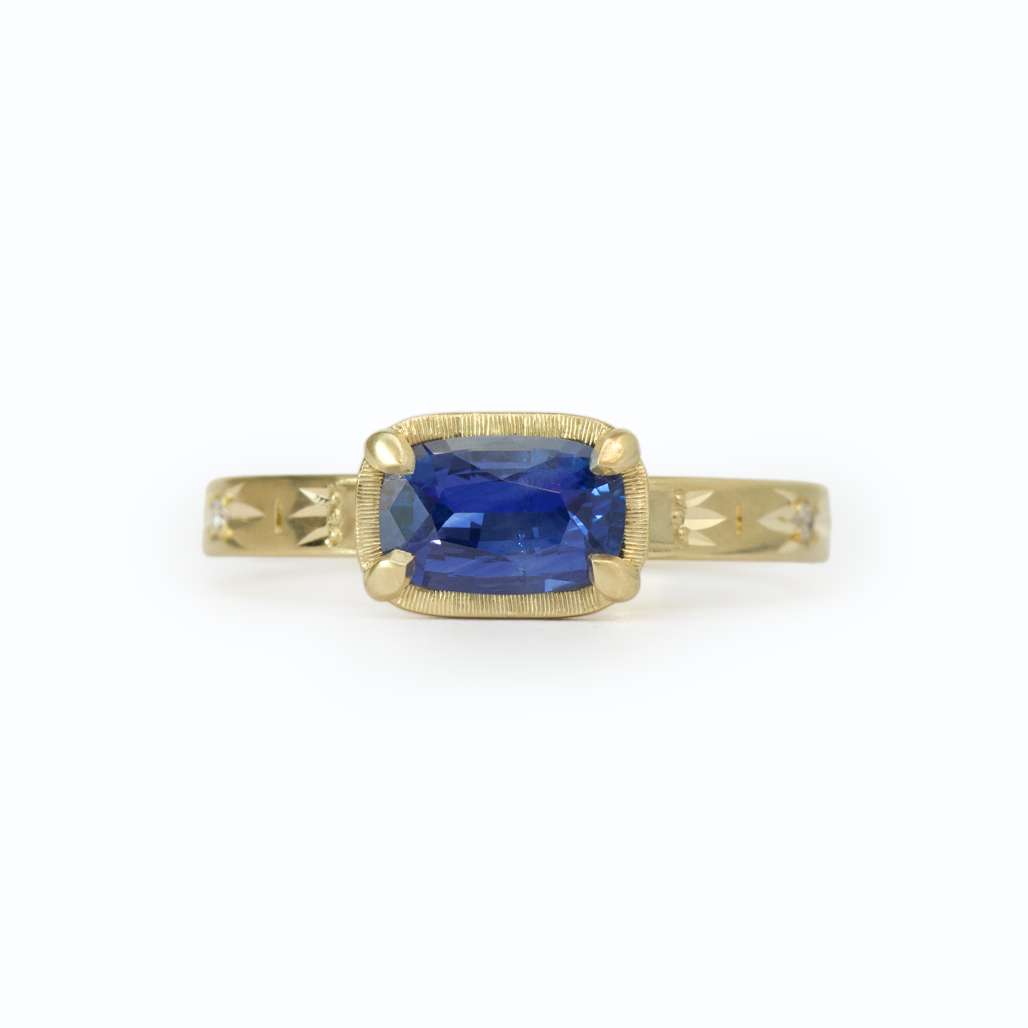 Luna Solitaire 1.10ct. Royal Blue Sapphire Cushion