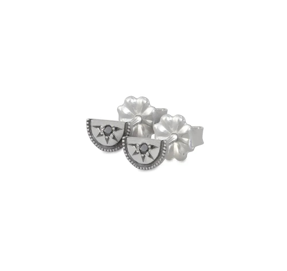 Mini Half Moon Luna Diamond Stud Earrings
