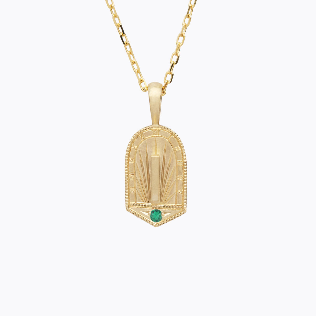 Trip Around the Sundial Birthstone Pendant – 14K gold with natural birthstone, Melissa Scoppa