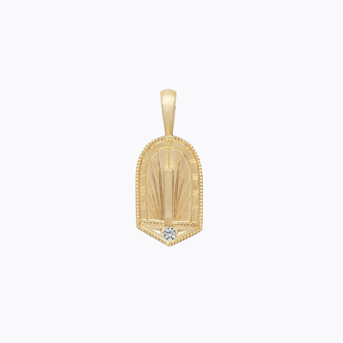 Trip Around the Sundial Birthstone Pendant – 14K gold with natural birthstone, Melissa Scoppa