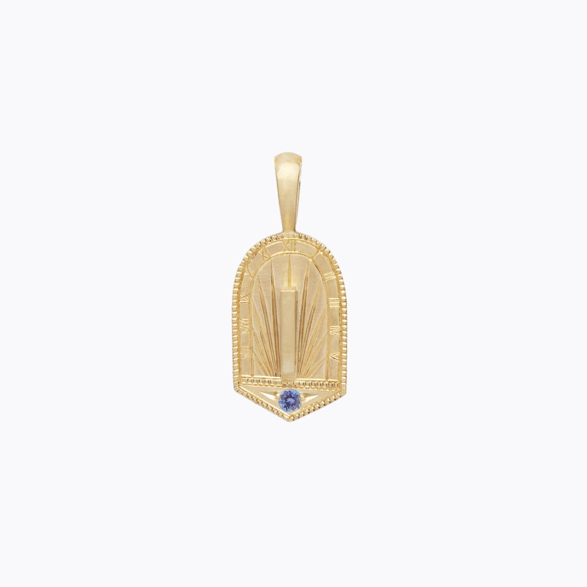 Trip Around the Sundial Birthstone Pendant – 14K gold with natural birthstone, Melissa Scoppa