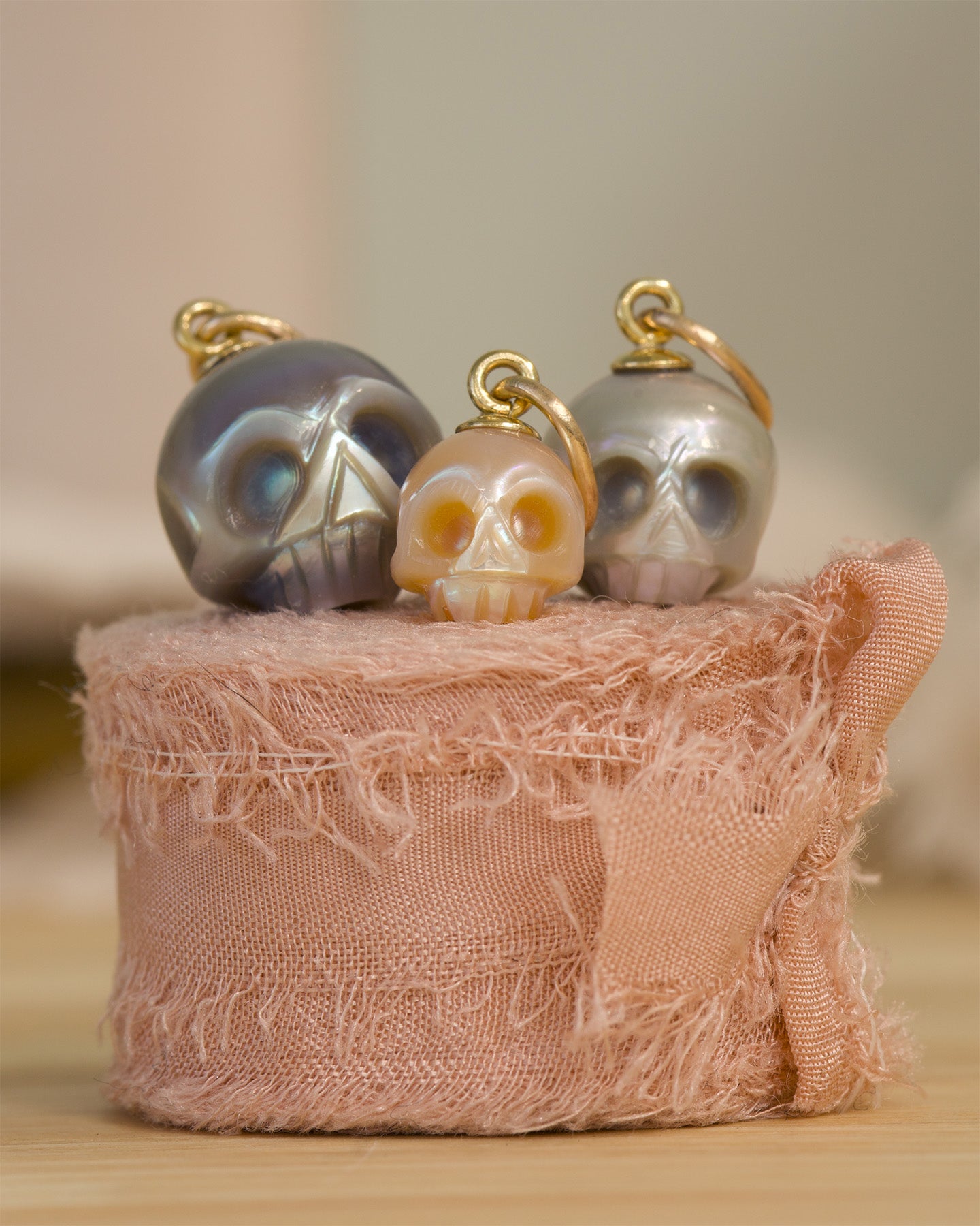 Carved Pearl Skull Charm