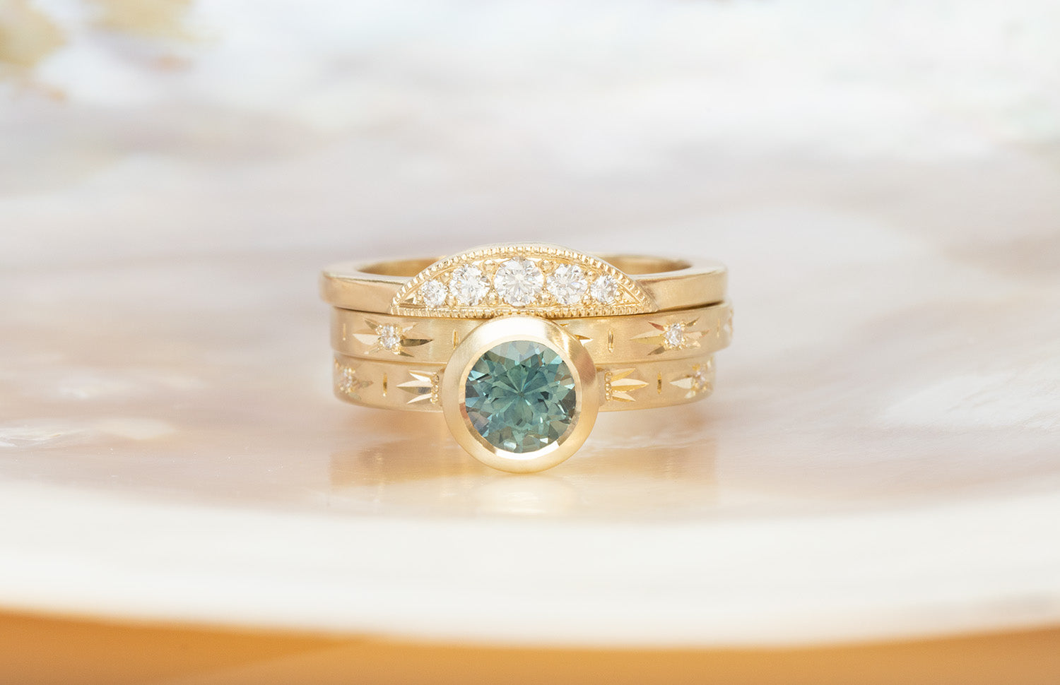Luna Solitaire 1.24ct. Teal Montana Sapphire