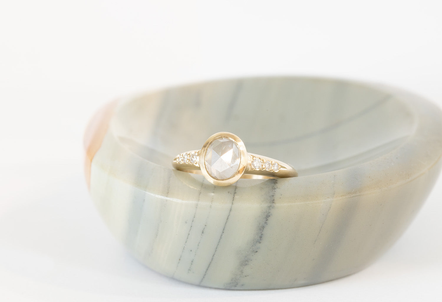 Low Tide Thin Solitaire 1.30ct. Oval Rose Cut Diamond