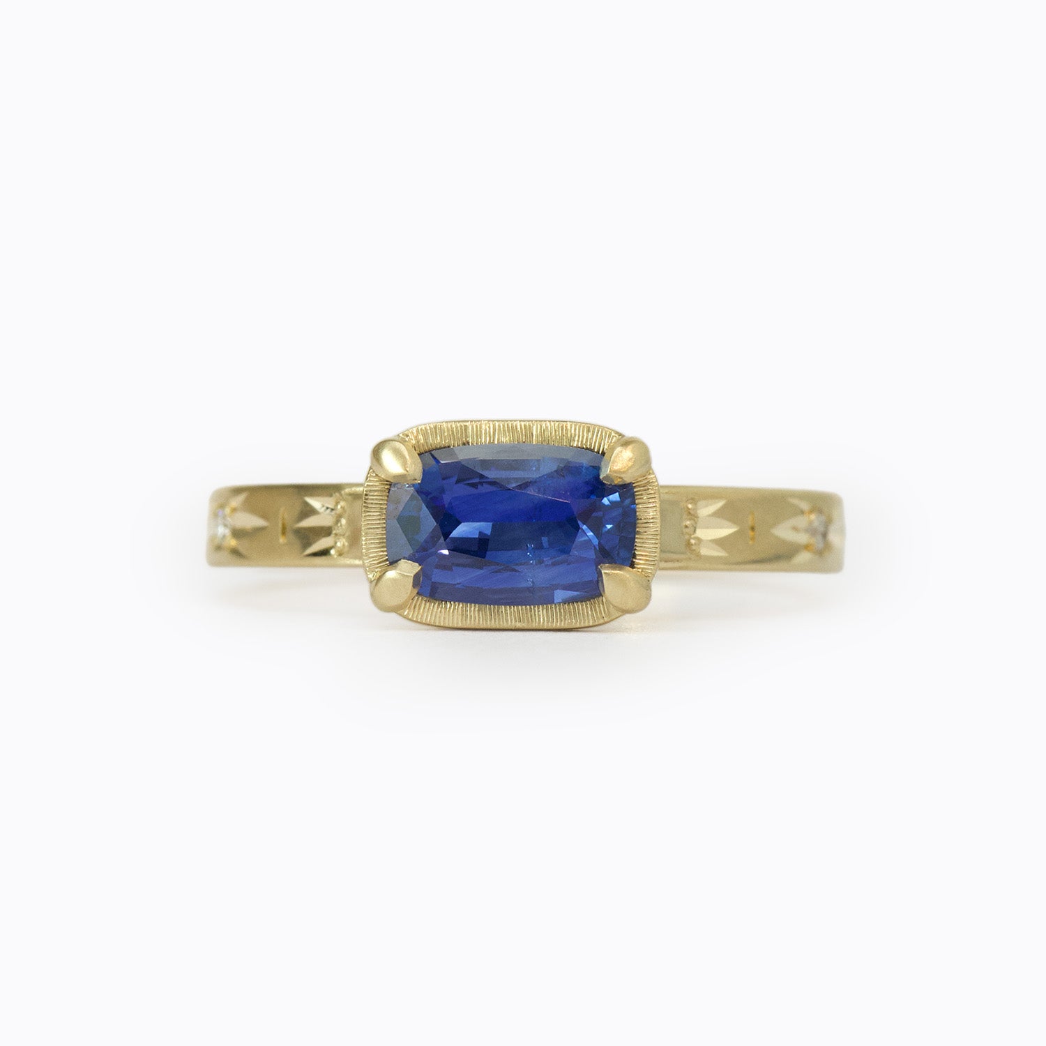 Luna Solitaire 1.10ct. Royal Blue Sapphire Cushion