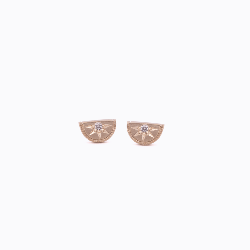 Mini Half Moon Luna Diamond Stud Earrings
