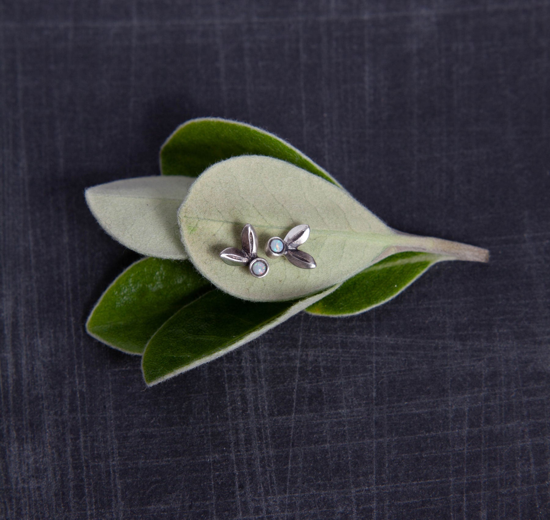 Olive Leaf Diamond Studs